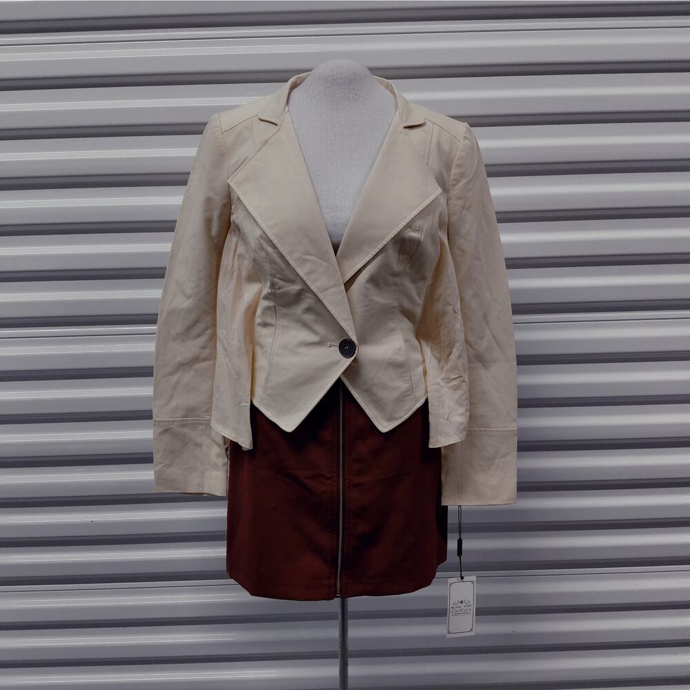 Blanc Noir Womens Draped Back Blazer Size Small Peach Asymmetrical Jacket NWT
